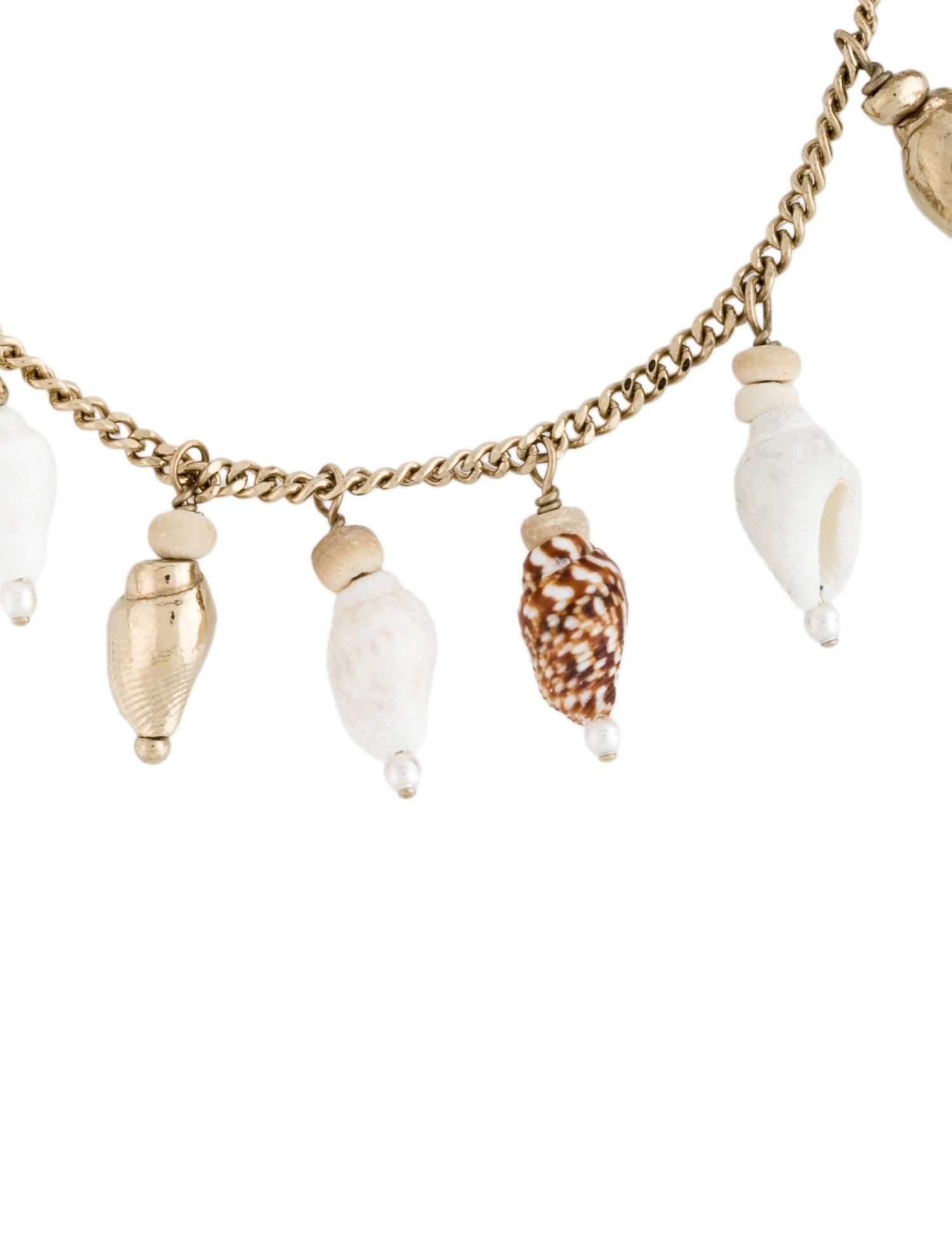 Saint Laurent Faux Pearl & Shell Charm Bracelet